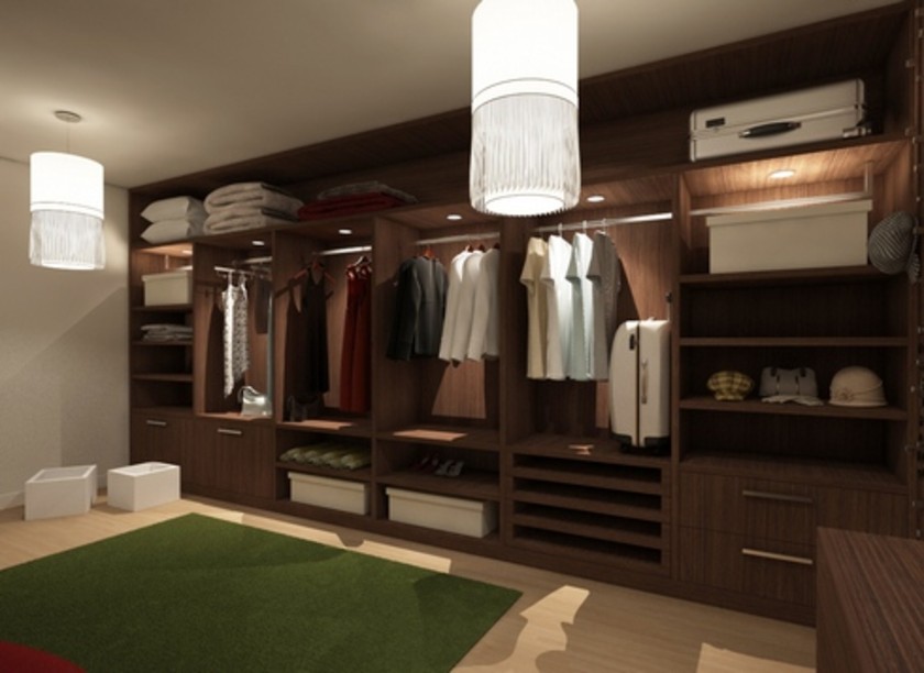 Классическая гардеробная комната из массива с подсветкой Батайск