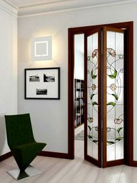 Двери гармошка с витражным декором Батайск